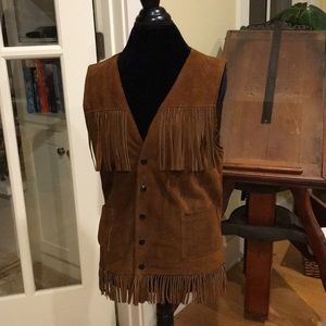 Vintage Joo-Kay Brown Fringed Suede Leather Vest